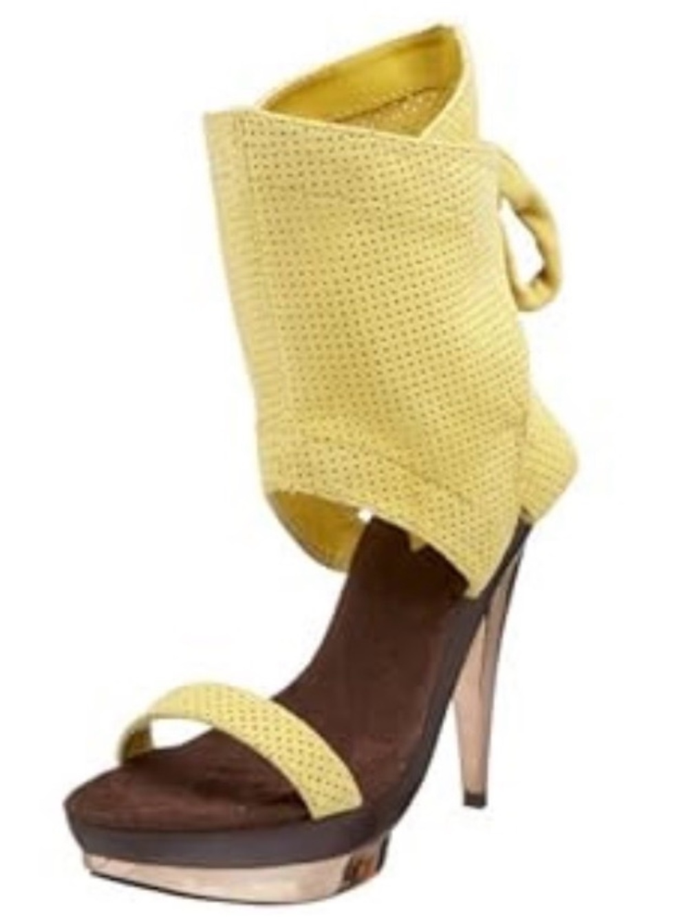 Yellow Perforated High Heel Sandal
